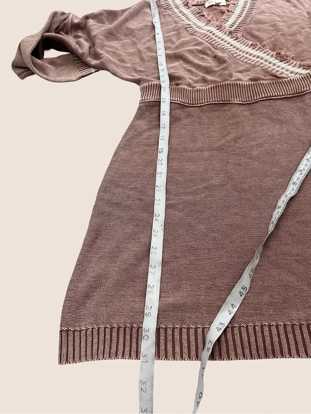 Dusty Rose Knit Wrap-Style Sweater Dress